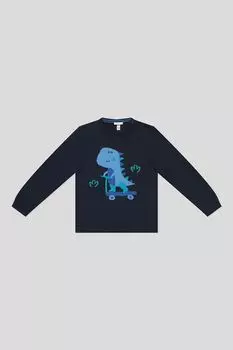 Джемпер хлопковый с воротником на пуговицах и принтом Fagottino