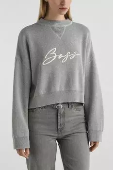 Джемпер хлопковый укороченный с логотипом BOSS