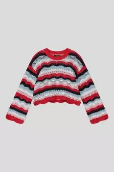 Джемпер хлопковый в полоску ажурный OVS