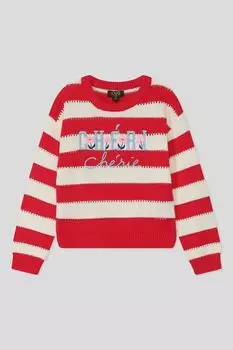 Джемпер хлопковый в полоску с принтом OVS