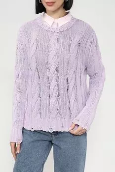 Джемпер хлопковый вязаный косами Monari