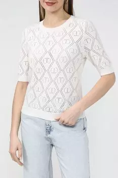 Джемпер из хлопка и кашемира с ажурным узором TWINSET