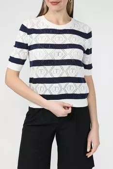 Джемпер из хлопка и кашемира с ажурным узором TWINSET