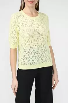 Джемпер из хлопка и кашемира с ажурным узором TWINSET