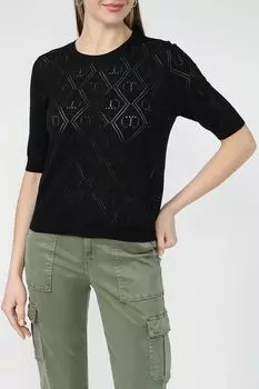 Джемпер из хлопка и кашемира с ажурным узором TWINSET