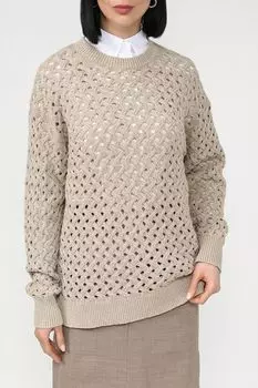 Джемпер из хлопка и льна ажурный SABRINA SCALA
