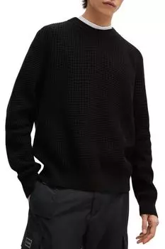 Джемпер из смесового хлопка вафельный HUGO