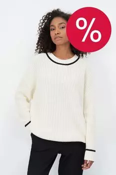 Джемпер из смесовой хлопка с контрастной полосой ElectraStyle