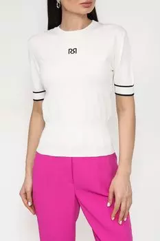 Джемпер с коротким рукавом и контрастными деталями Rinascimento