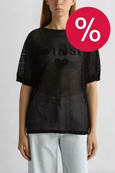 Джемпер с коротким рукавом из сетки с логотипом TWINSET