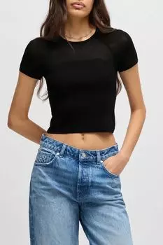 Джемпер с коротким рукавом укороченный HUGO