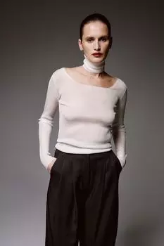 Джемпер с квадратным вырезом и воротником DAISYKNIT