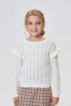 Джемпер с оборками ажурной вязки Choupette