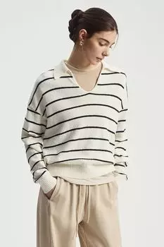 Джемпер с воротником поло в полоску Nume