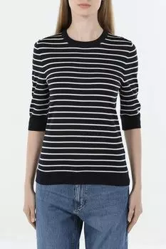 Джемпер шерстяной с коротким рукавом в полоску BOSS