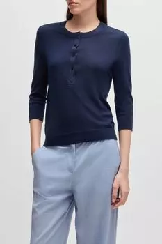 Джемпер шерстяной с воротником на пуговицах BOSS