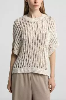 Джемпер вязаный ажурный с коротким рукавом Comma