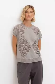 Джемпер вязаный с коротким рукавом ажурный VERY NEAT