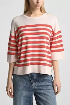 Джемпер вязаный с коротким рукавом в полоску Comma