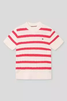 Джемпер вязаный с коротким рукавом в полоску Tommy Hilfiger