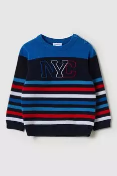 Джемпер вязаный в полоску с пуговицами на воротнике Fagottino