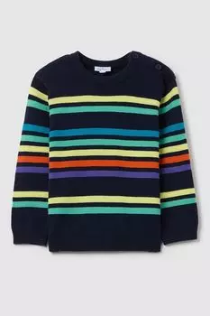 Джемпер вязаный в полоску с пуговицами на воротнике Fagottino