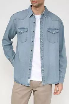 Джинсовая рубашка с накладными карманами GRAND & HILLS