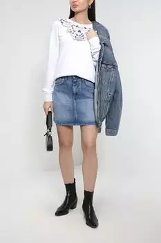 Джинсовая юбка с эффектом потертости PEPE JEANS