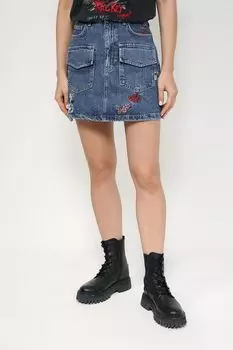 Джинсовая юбка с накладными карманами Desigual
