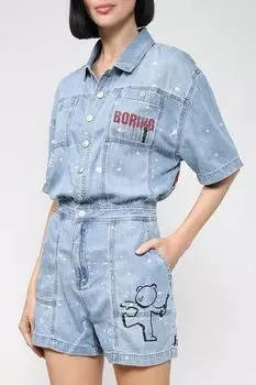 Джинсовый комбинезон с принтом Guess