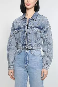 Джинсовый жакет с декором из страз FRACOMINA