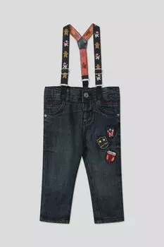 Джинсы на подтяжках с нашивками Fagottino