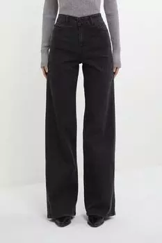 Джинсы однотонные с широкими штанинами Emme Marella