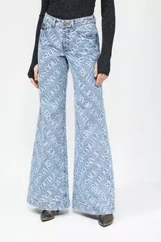 Джинсы расклешенные с принтом логотипа бренда VERSACE JEANS COUTURE