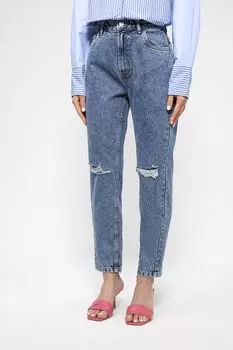 Джинсы с эффектом потертости и декоративными разрезами OVS