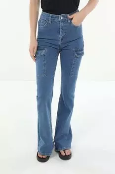 Джинсы с эффектом потертости и карманами Baby Angel