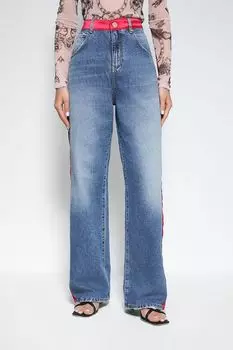 Джинсы с эффектом потертости и контрастной отделкой Pinko