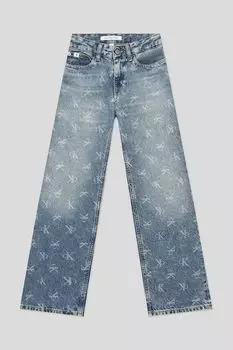 Джинсы с эффектом потертости и принтом Calvin Klein Jeans