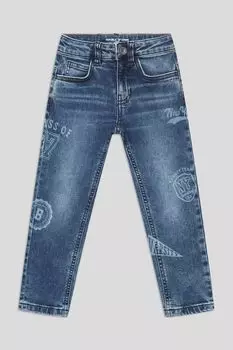 Джинсы с эффектом потертости и принтом OVS