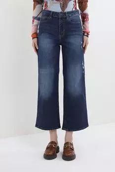 Джинсы с эффектом потертости и вышивкой Desigual