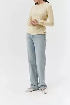 Джинсы с эффектом потертости прямого кроя Dunst