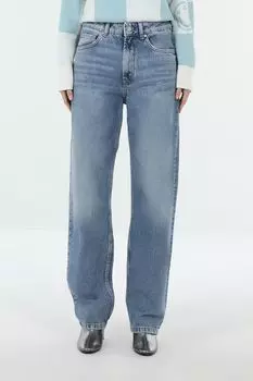 Джинсы с эффектом потертости прямого кроя HUGO