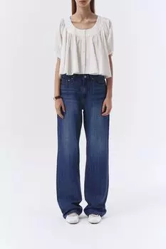 Джинсы с эффектом потертости широкого кроя Dunst