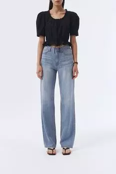 Джинсы с эффектом потертости широкого кроя Dunst