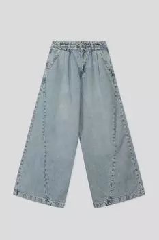 Джинсы с эффектом потертости широкого кроя Republic of Denim