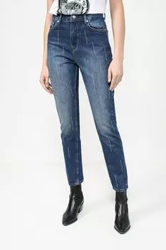 Джинсы с эффектом потертости со стразами PEPE JEANS