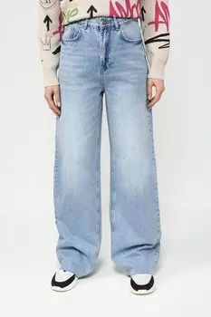 Джинсы с эффектом потертости свободного кроя COLORPLAY