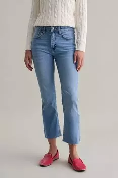 Джинсы с эффектом потертости укороченные Piombo