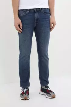 Джинсы с эффектом потертости зауженного кроя BOSS