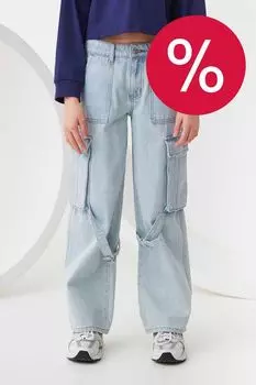 Джинсы с карманами и лямками Smena